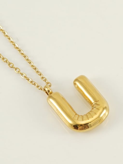 Letter U [Gold] Titanium Steel Letter Necklace With 26 letters